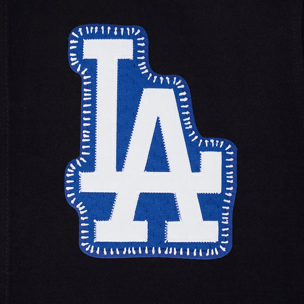 MLB LOS ANGELES DODGERS DIY PICK STITCH MEN'S DOUBLE KNIT SHORT SLEEVE JACKET (BLACK)