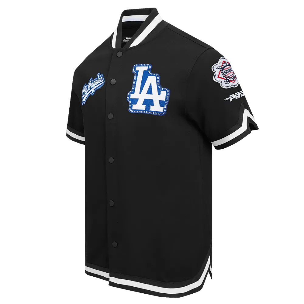 MLB LOS ANGELES DODGERS DIY PICK STITCH MEN'S DOUBLE KNIT SHORT SLEEVE JACKET (BLACK)