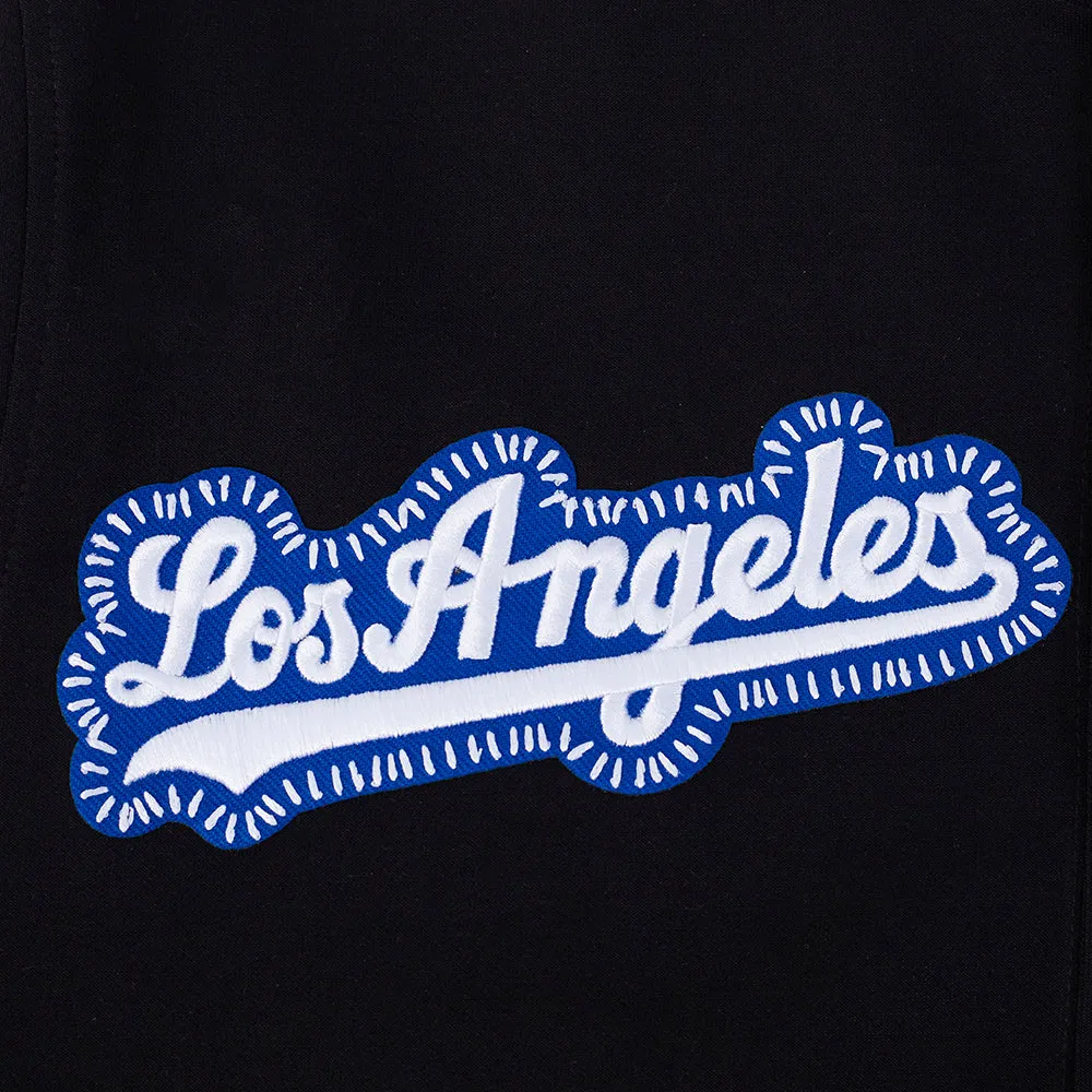 MLB LOS ANGELES DODGERS DIY PICK STITCH MEN'S DOUBLE KNIT SHORT SLEEVE JACKET (BLACK)