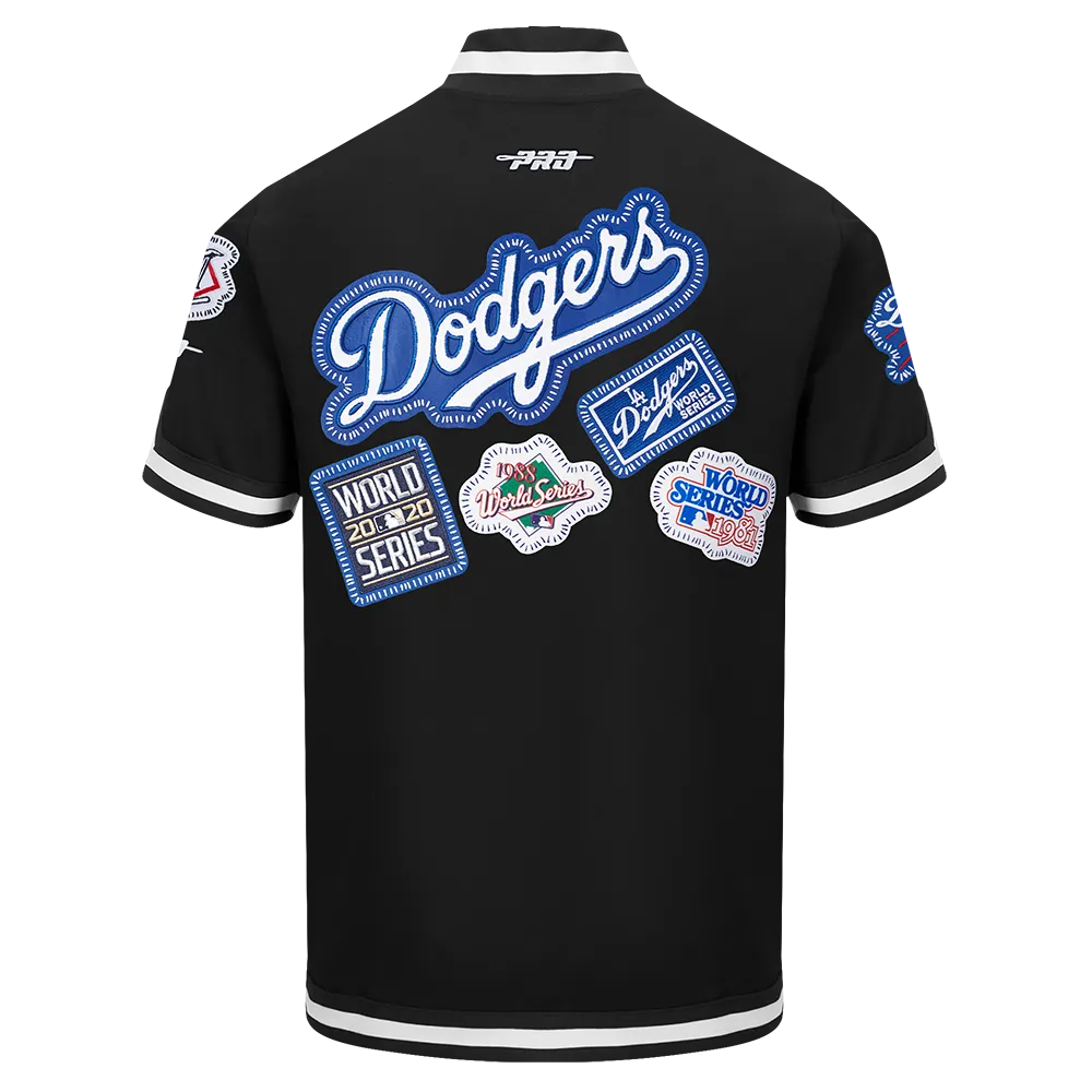 MLB LOS ANGELES DODGERS DIY PICK STITCH MEN'S DOUBLE KNIT SHORT SLEEVE JACKET (BLACK)