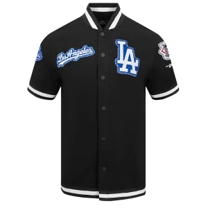 MLB LOS ANGELES DODGERS DIY PICK STITCH MEN'S DOUBLE KNIT SHORT SLEEVE JACKET (BLACK)