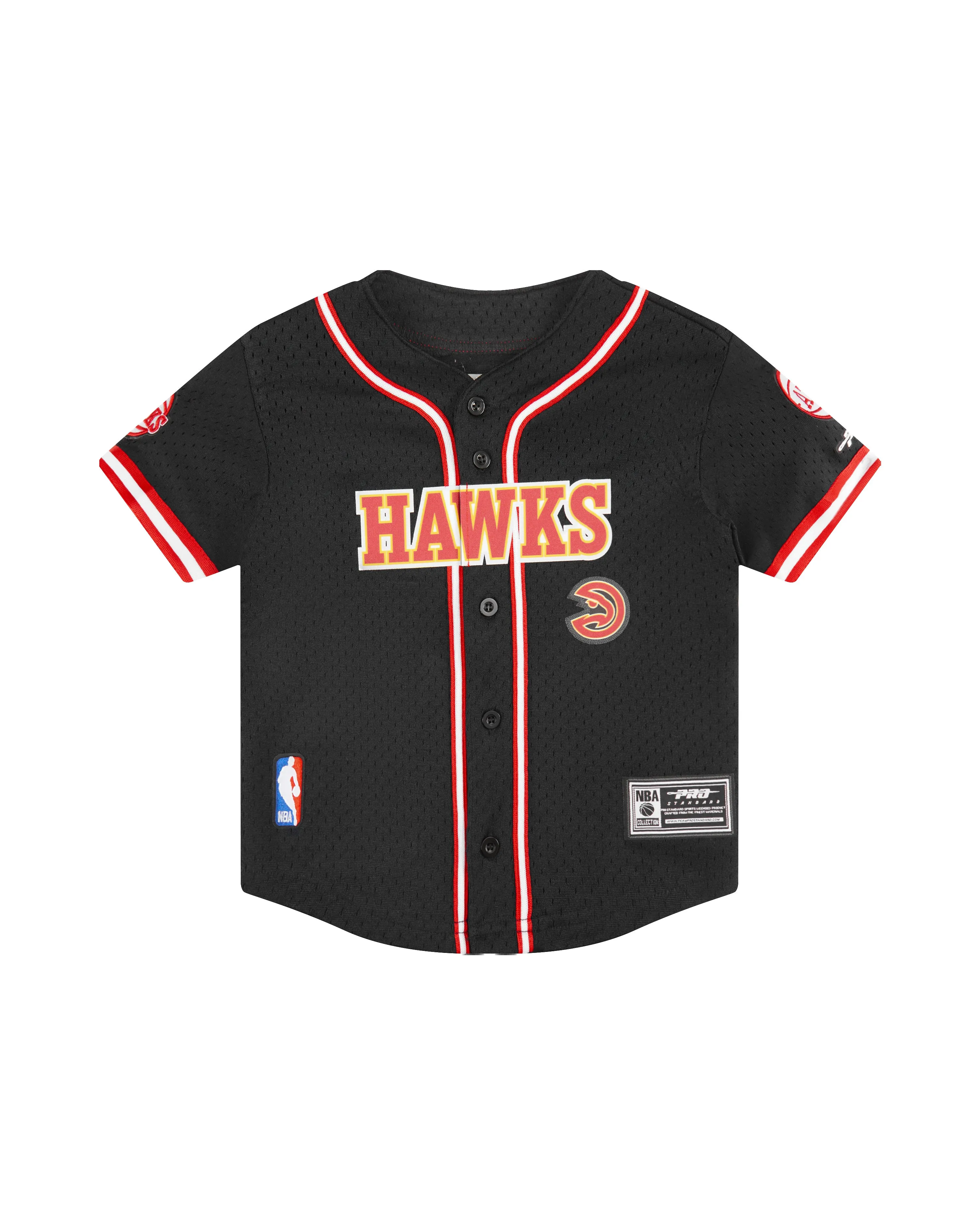 NBA ATLANTA HAWKS CLASSIC TODDLER BOYS MESH BUTTON DOWN SHIRT (BLACK/RED)