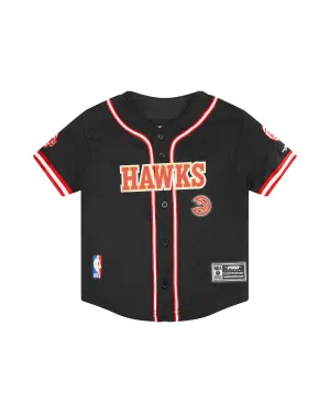 NBA ATLANTA HAWKS CLASSIC TODDLER BOYS MESH BUTTON DOWN SHIRT (BLACK/RED)