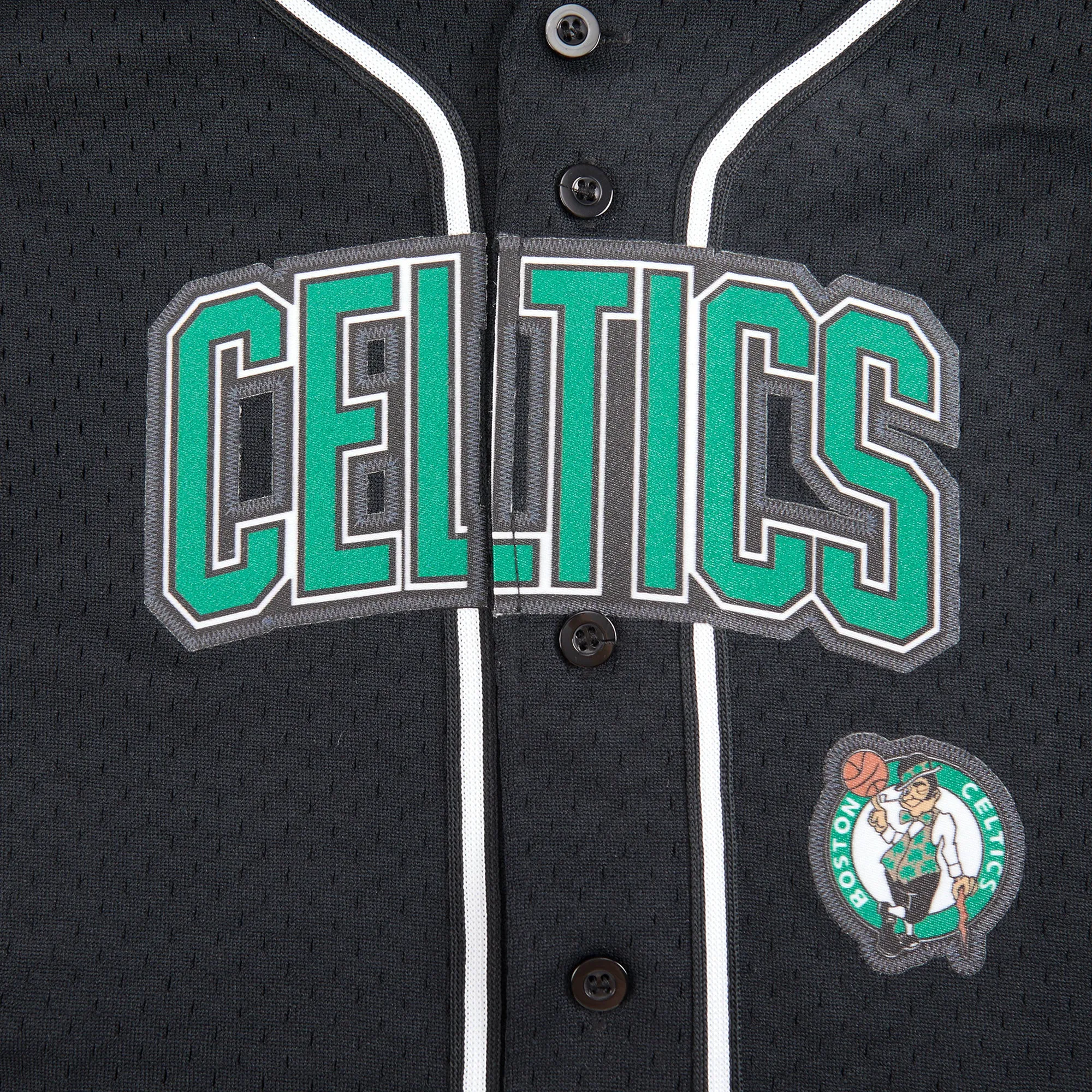 NBA BOSTON CELTICS CLASSIC TODDLER BOYS MESH BUTTON DOWN SHIRT (BLACK)