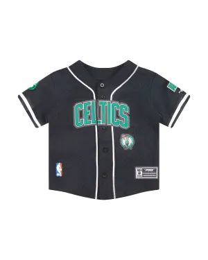 NBA BOSTON CELTICS CLASSIC TODDLER BOYS MESH BUTTON DOWN SHIRT (BLACK)