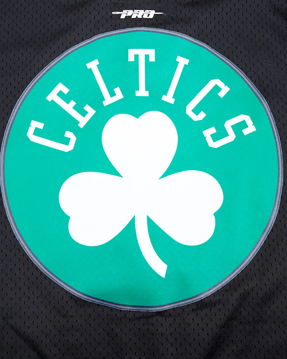 NBA BOSTON CELTICS SCRIPT TAIL MEN'S MESH BUTTON DOWN SHIRT (BLACK)