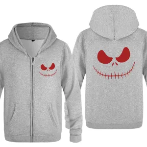 Nightmare Before Christmas Jack Hoodies - Nightmare Before Christmas Hoodies - Cool Jack Red Eyes Christmas Zip Up Hoodie
