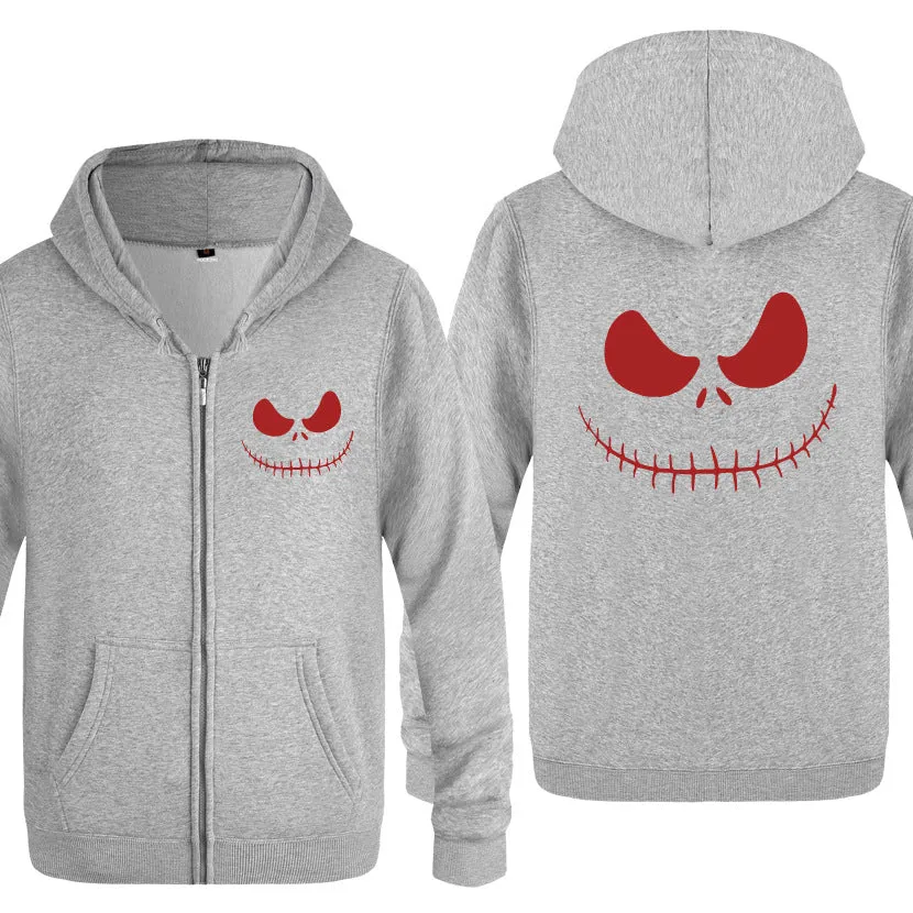 Nightmare Before Christmas Jack Hoodies - Nightmare Before Christmas Hoodies - Cool Jack Red Eyes Christmas Zip Up Hoodie