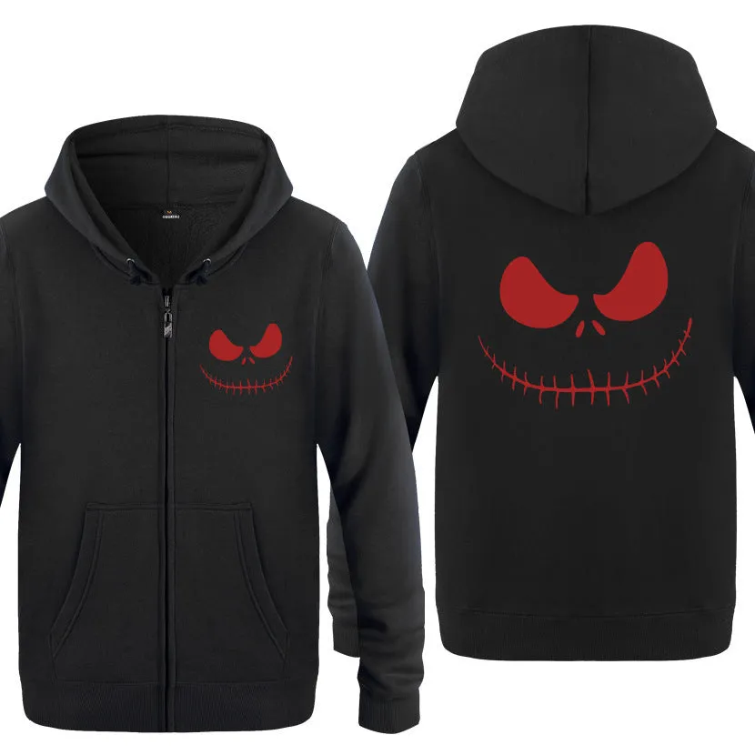 Nightmare Before Christmas Jack Hoodies - Nightmare Before Christmas Hoodies - Cool Jack Red Eyes Christmas Zip Up Hoodie