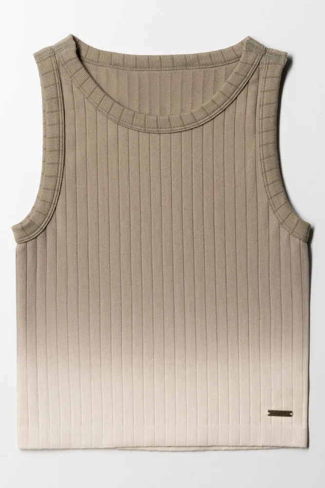 Ombre Seamless Vest Olive Green