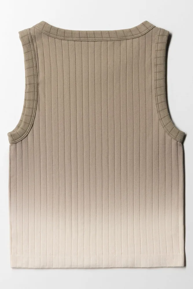 Ombre Seamless Vest Olive Green
