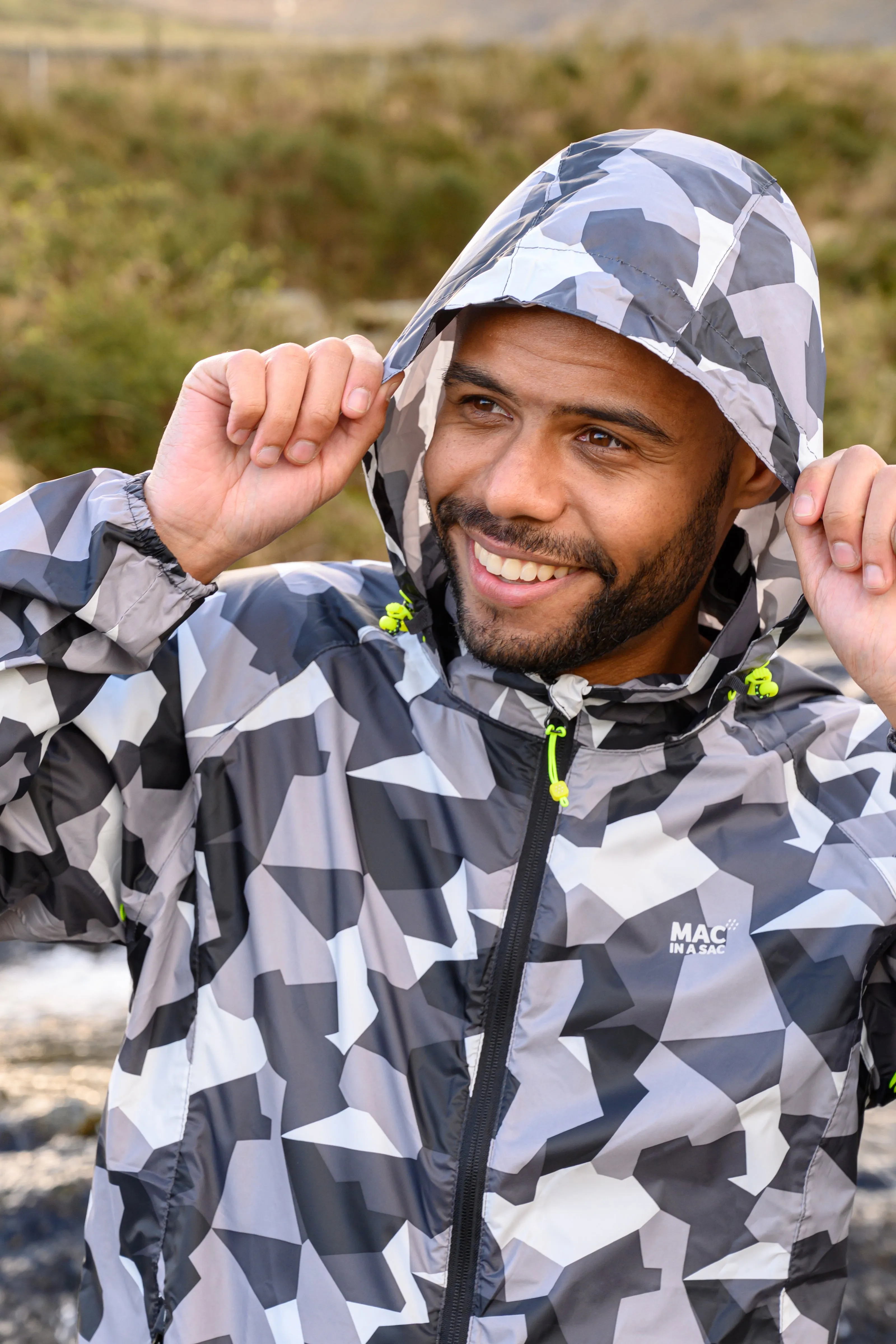 Origin Packable Waterproof Jacket - White Camo Tonal Zip