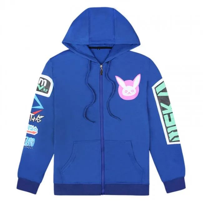 Overwatch D.va Outerwear Hoodies - Zip Up Blue Hoodie