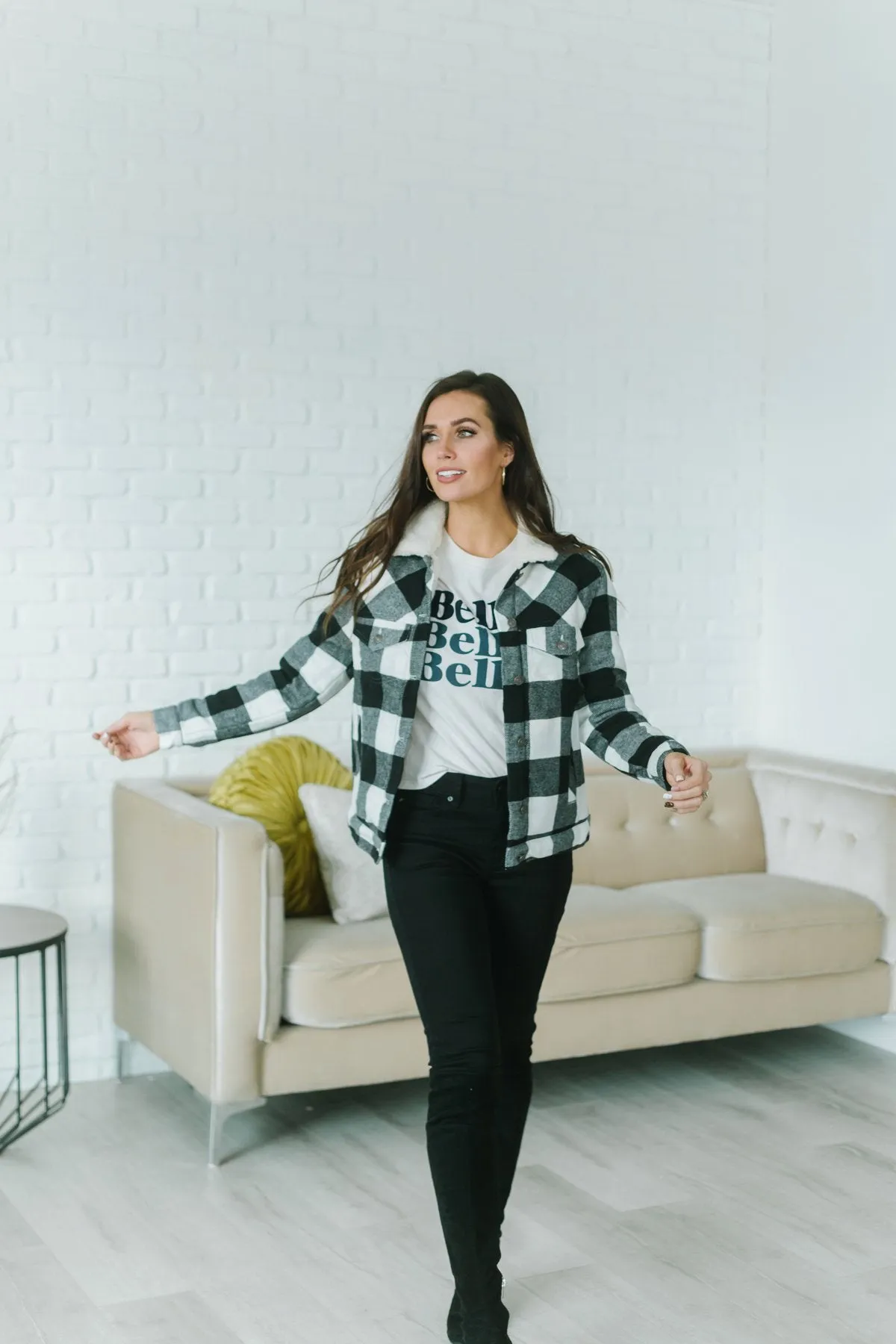Plaid Sherpa Trim Coat