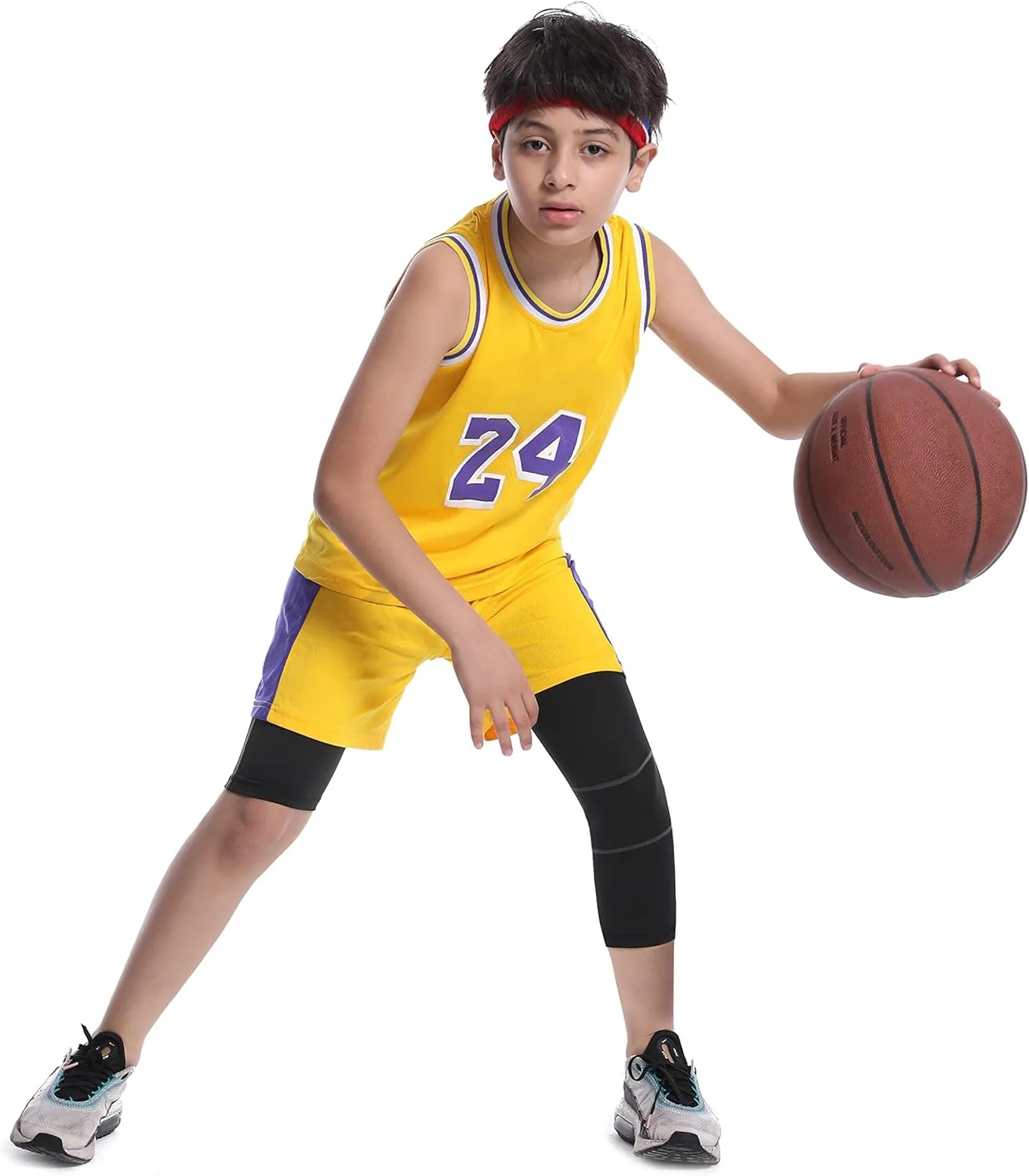 Roadbox Boys One Leg Compression Pants, 2Pack 3/4 Athletic Basketball Leggings, Youth Sports Baselayer Tights