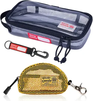 Rough Enough Clear TSA Approved Toiletry Bag and Mesh Zipper Coin Purse Bag Bundle Set