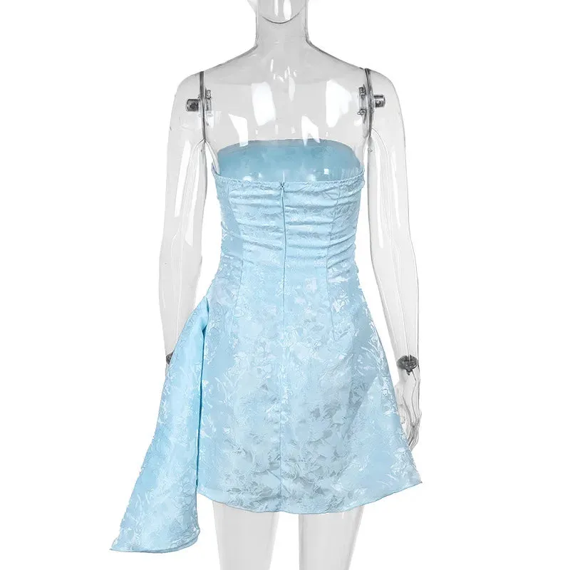 Satin A-line Stylish Tube Mini Dress
