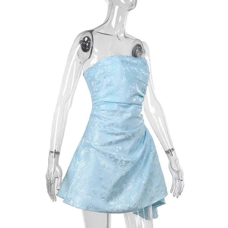 Satin A-line Stylish Tube Mini Dress