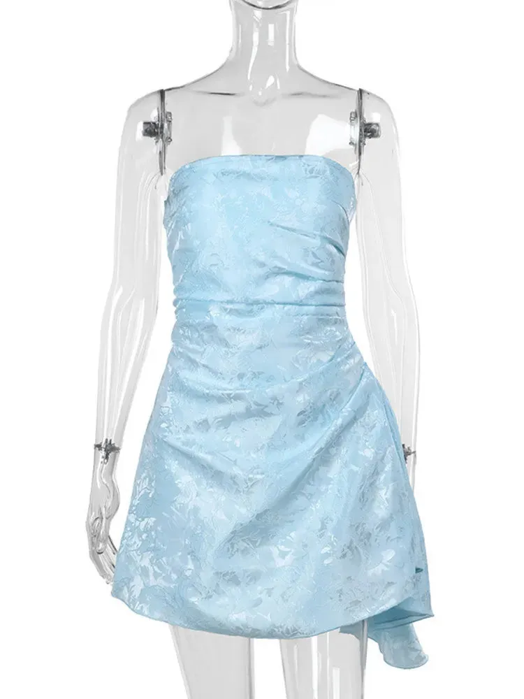 Satin A-line Stylish Tube Mini Dress