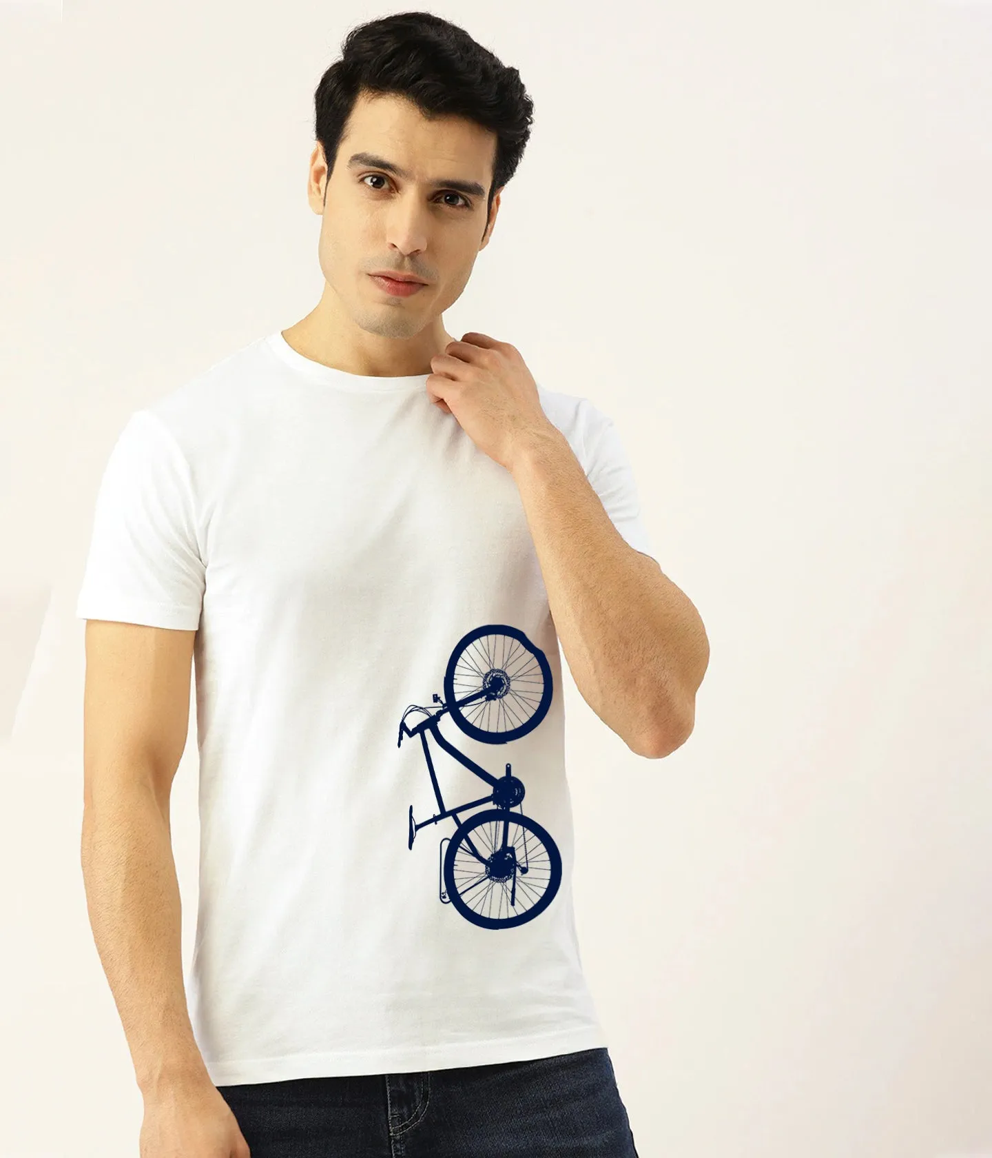 Semantic Half Sleeve Cotton T-shirt - Printed Bicycle