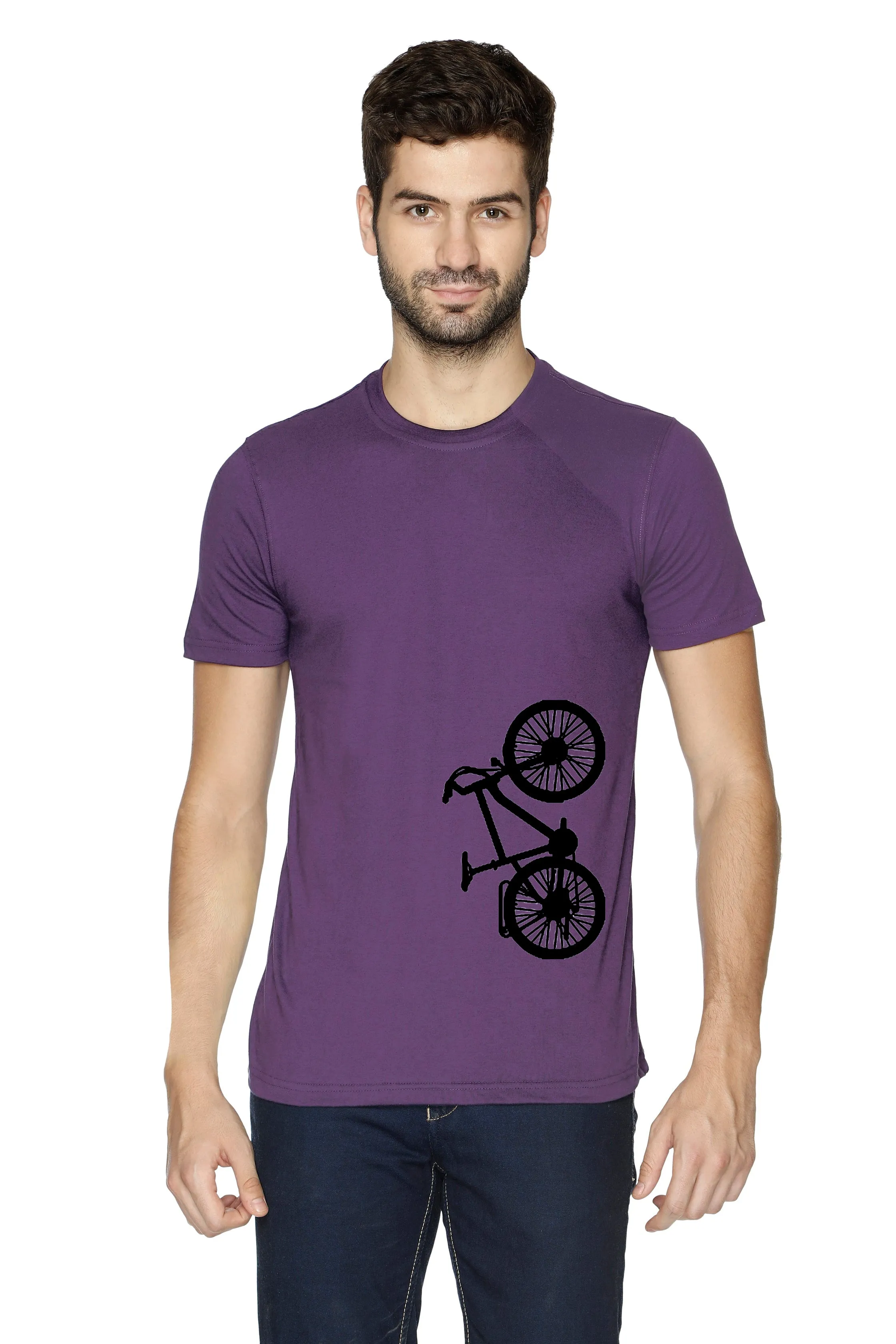 Semantic Half Sleeve Cotton T-shirt - Printed Bicycle