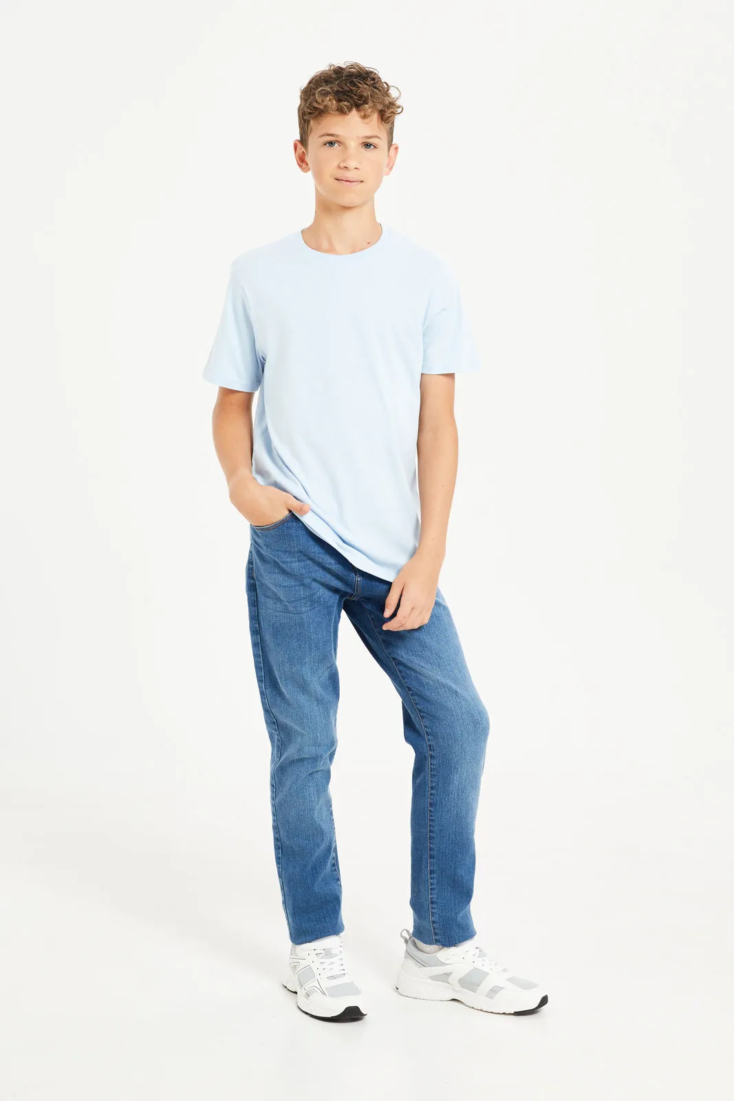 Senior Boys Blue And Grey T-Shirt Set (Pack Of 2)