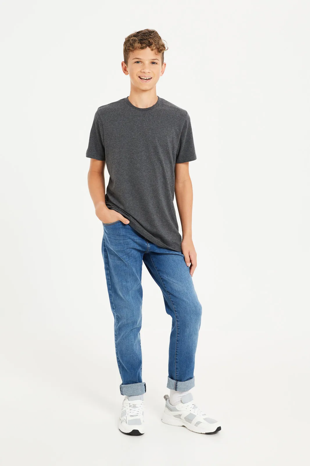 Senior Boys Blue And Grey T-Shirt Set (Pack Of 2)