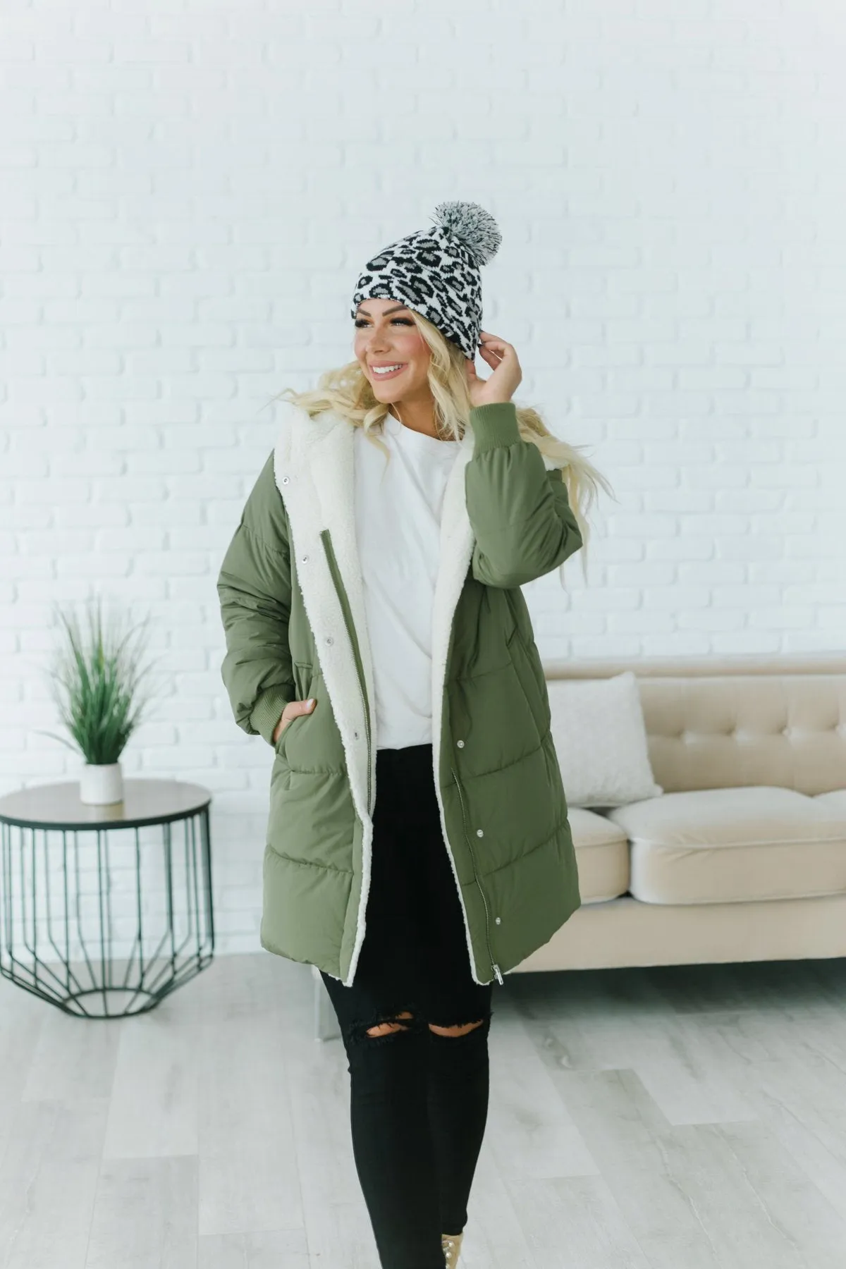 Sherpa Lined Puffy Coat