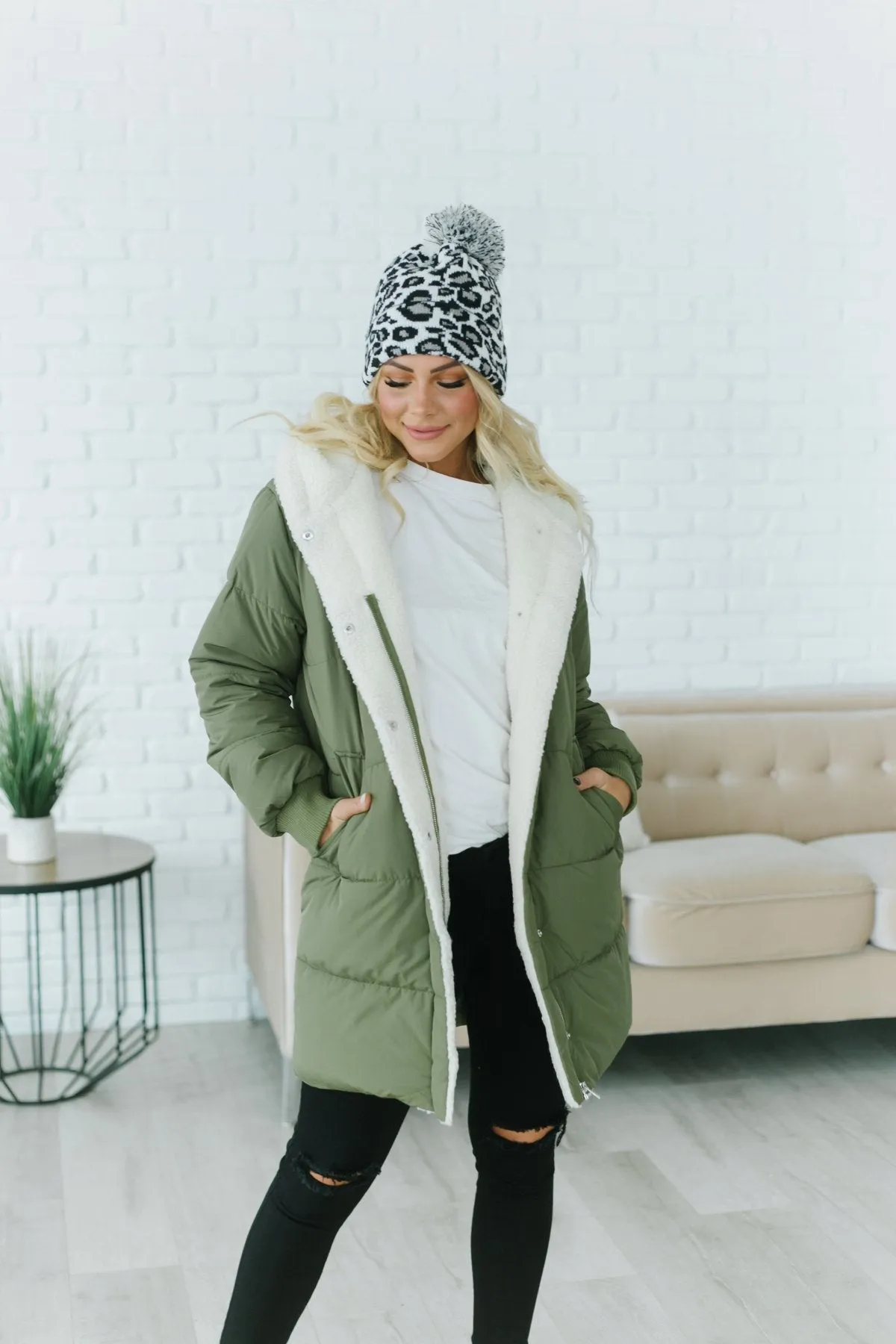 Sherpa Lined Puffy Coat