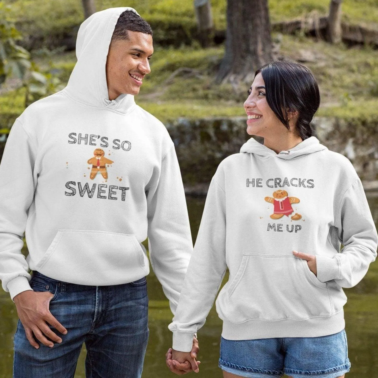She's So Sweet/He Cracks Me Up - Hilarious Christmas Matching Outfits For Couples