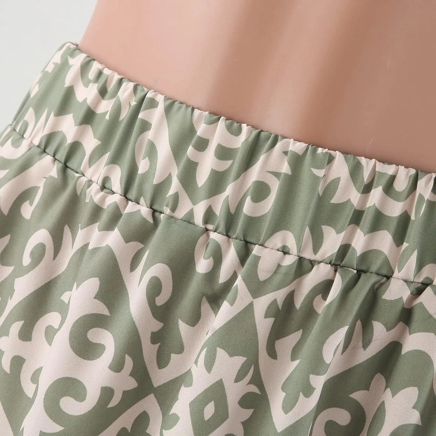 Skirts for Women Boho Elastic Waist Floral Pleated Skirt Midi Swing Skirt with Pockets Business A-Line Skirts