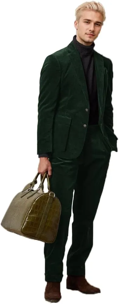 Suit for Men New Corduroy British-Style Suits Two Piece Blazer Pants Business Casual Suit Groomsmen