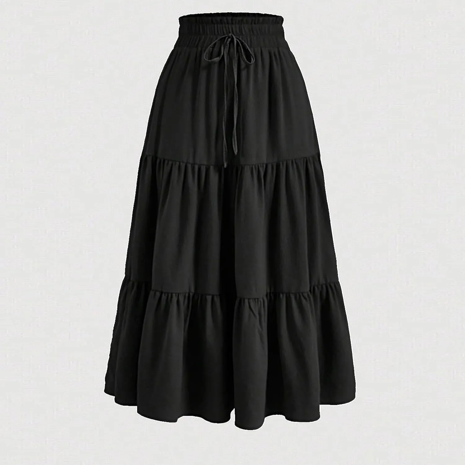 Tiered Maxi Skirts for Women Comfy Ruffle Hem Flowy Swing Long Skorts Elastic High Waisted Summer Cover Ups