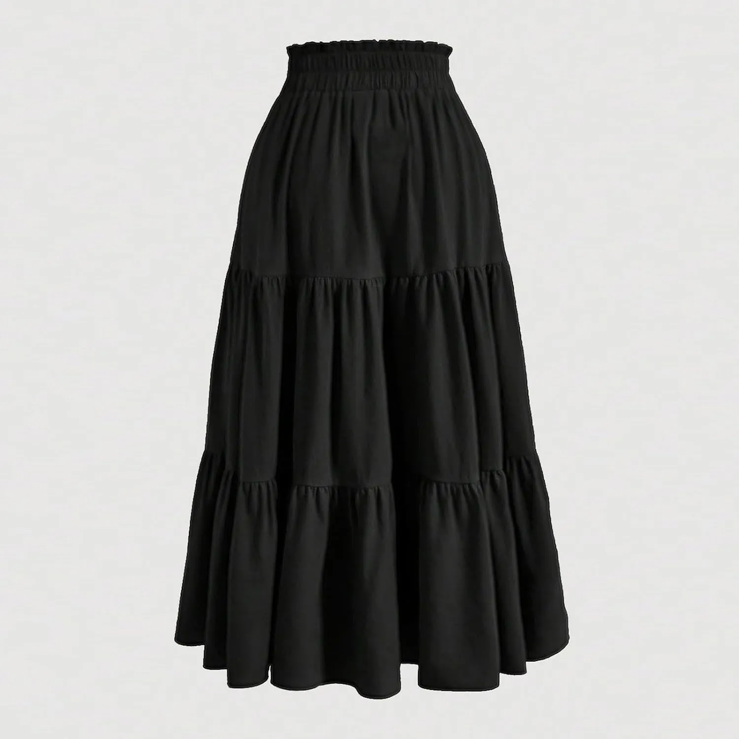Tiered Maxi Skirts for Women Comfy Ruffle Hem Flowy Swing Long Skorts Elastic High Waisted Summer Cover Ups