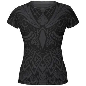 Trippy Owl Outline All Over Dark Heather Juniors Soft T-Shirt