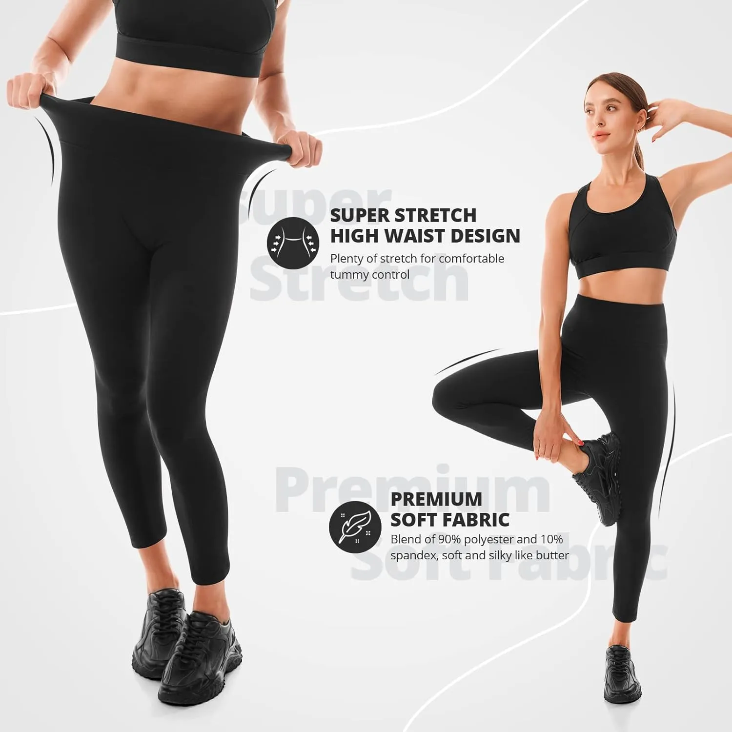 Walifrey 2 Pack Leggings for Women, High Waisted Buttery Soft Womens Yoga Pants for Gym Workout