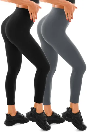 Walifrey 2 Pack Leggings for Women, High Waisted Buttery Soft Womens Yoga Pants for Gym Workout