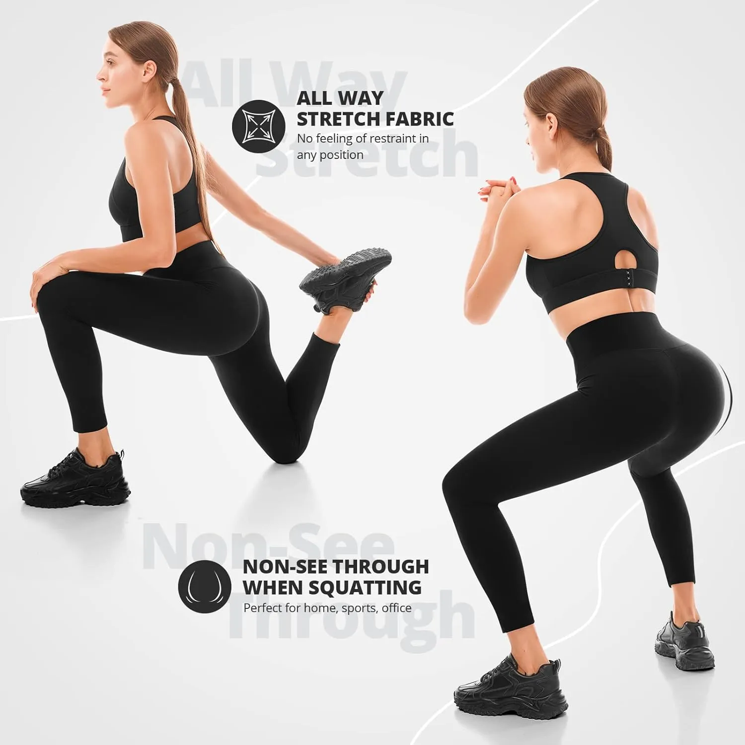 Walifrey 2 Pack Leggings for Women, High Waisted Buttery Soft Womens Yoga Pants for Gym Workout