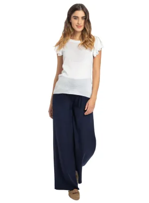 Warren Maternity Trouser in Soft Tencel - Blue