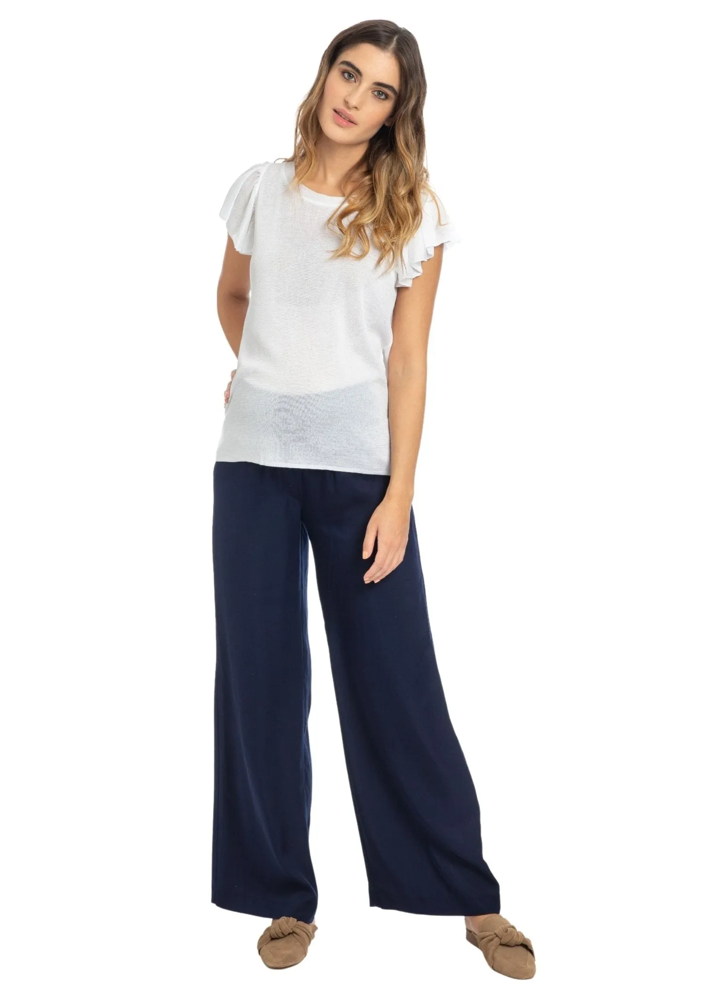 Warren Maternity Trouser in Soft Tencel - Blue