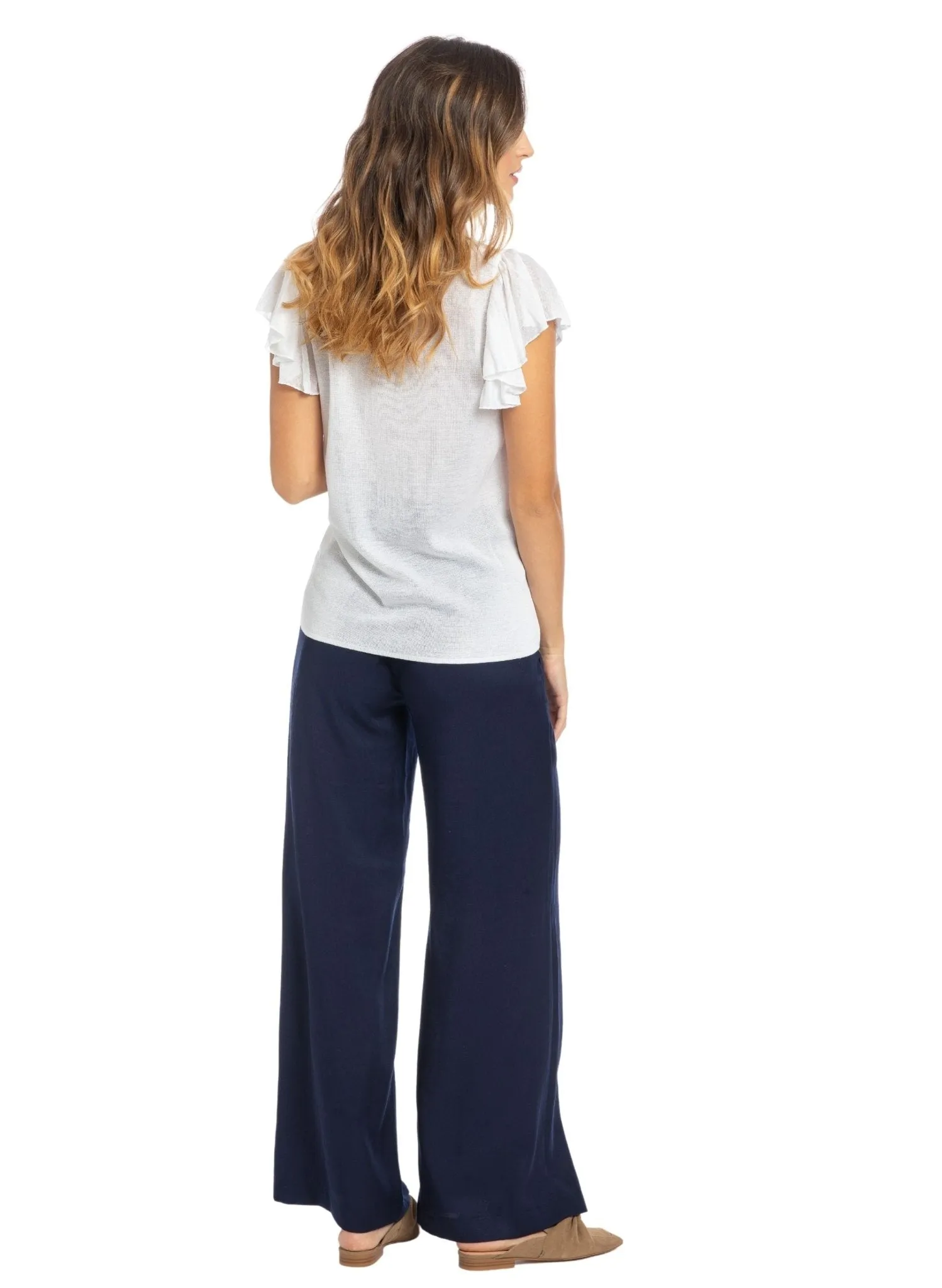 Warren Maternity Trouser in Soft Tencel - Blue