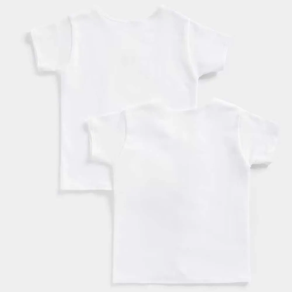 White Essentials Unisex Half Sleeve Cotton Vest- Pack Of 2