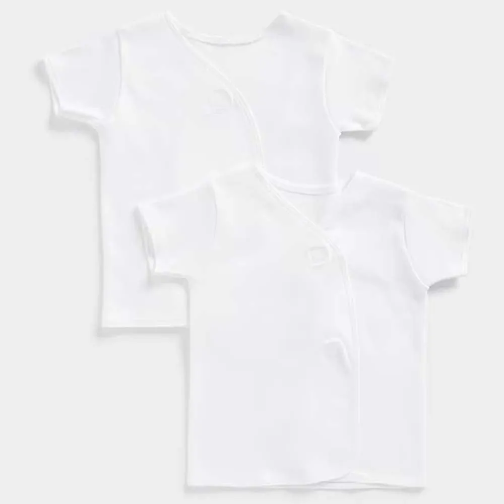 White Essentials Unisex Half Sleeve Cotton Vest- Pack Of 2