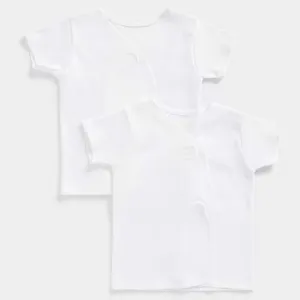White Essentials Unisex Half Sleeve Cotton Vest- Pack Of 2