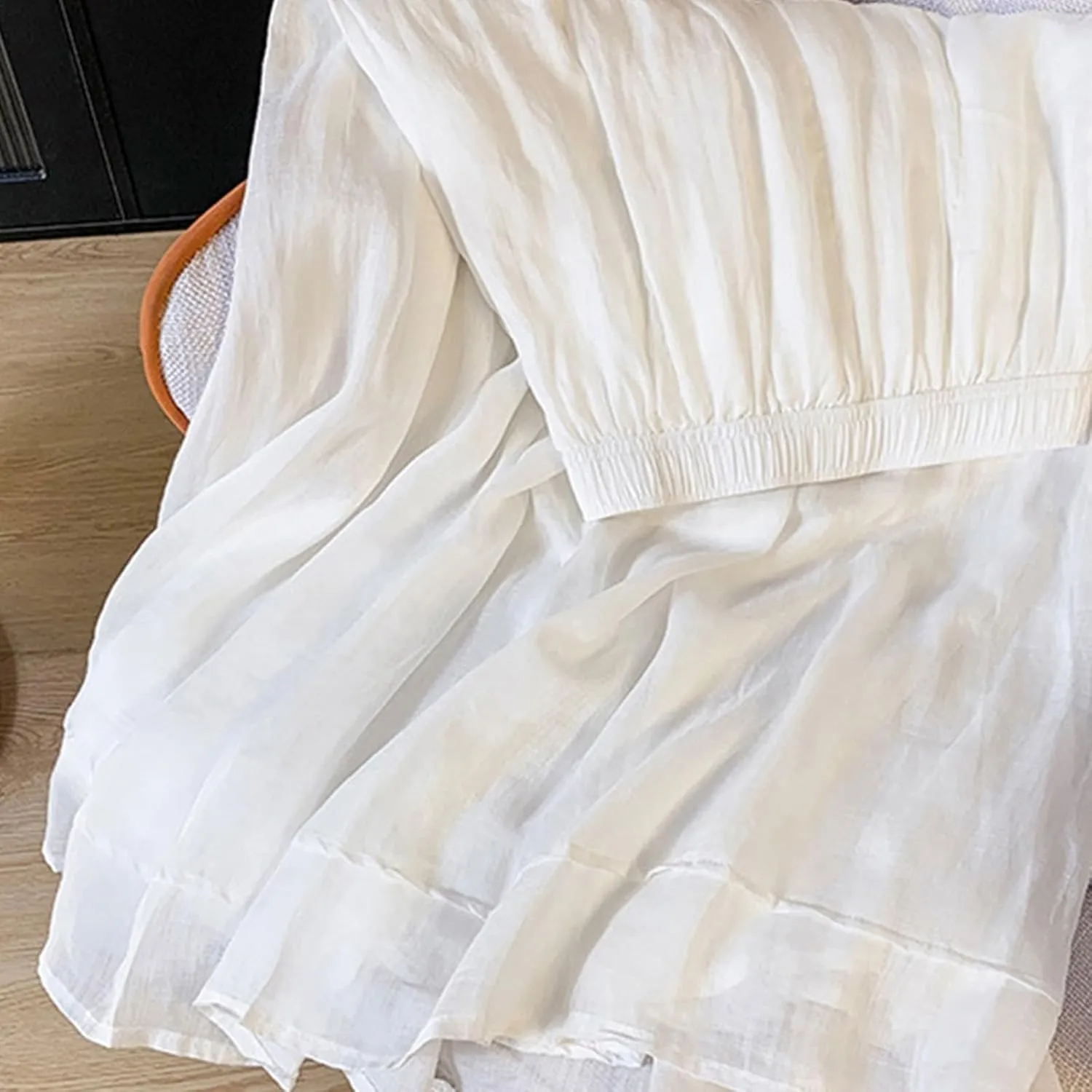 Women's Linen Stretch Soft Pleated Skirt Elastic Waisted Spring Summer Ruched Skirts Casual Loose Trendy Maxi Skirt