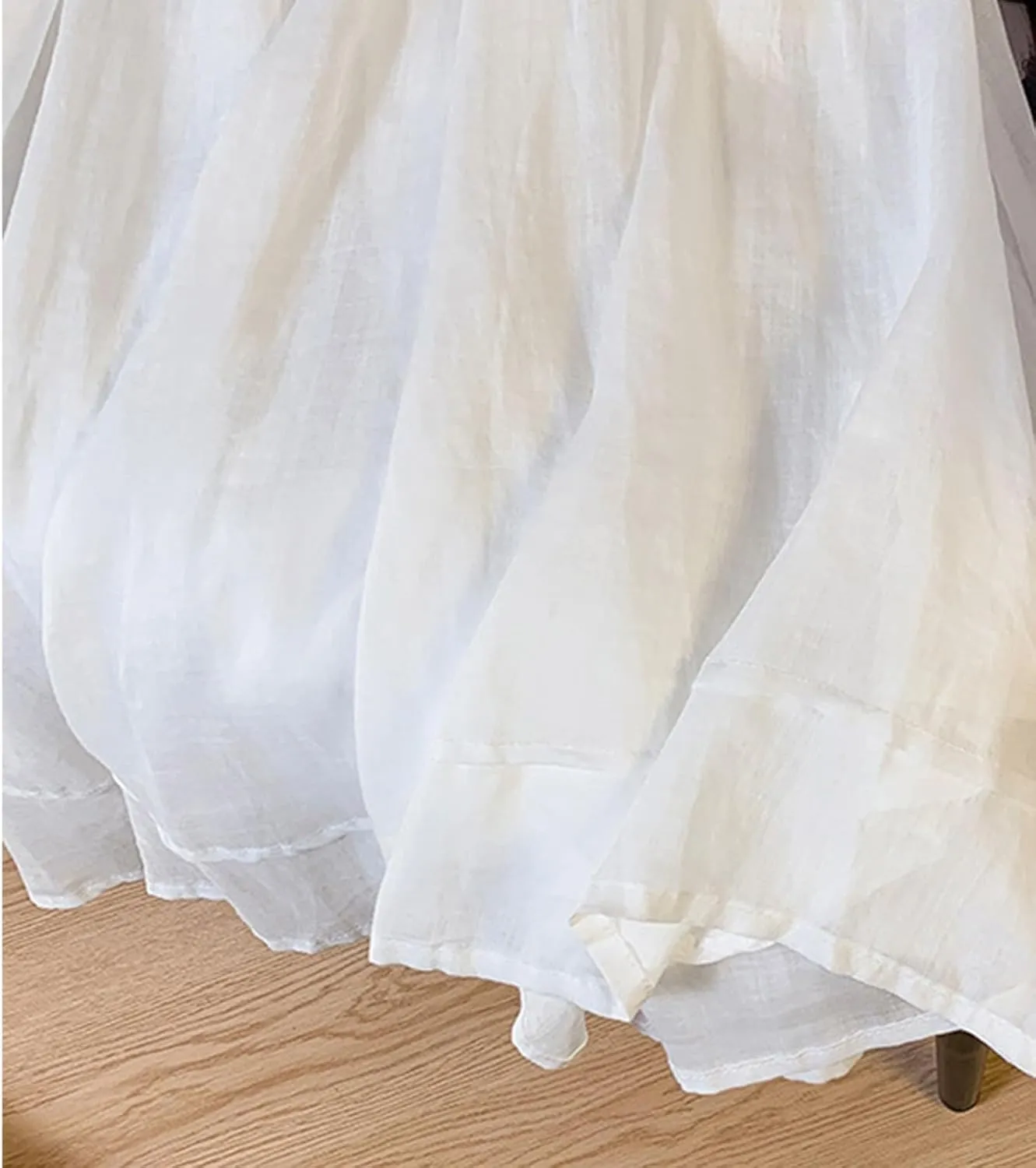 Women's Linen Stretch Soft Pleated Skirt Elastic Waisted Spring Summer Ruched Skirts Casual Loose Trendy Maxi Skirt