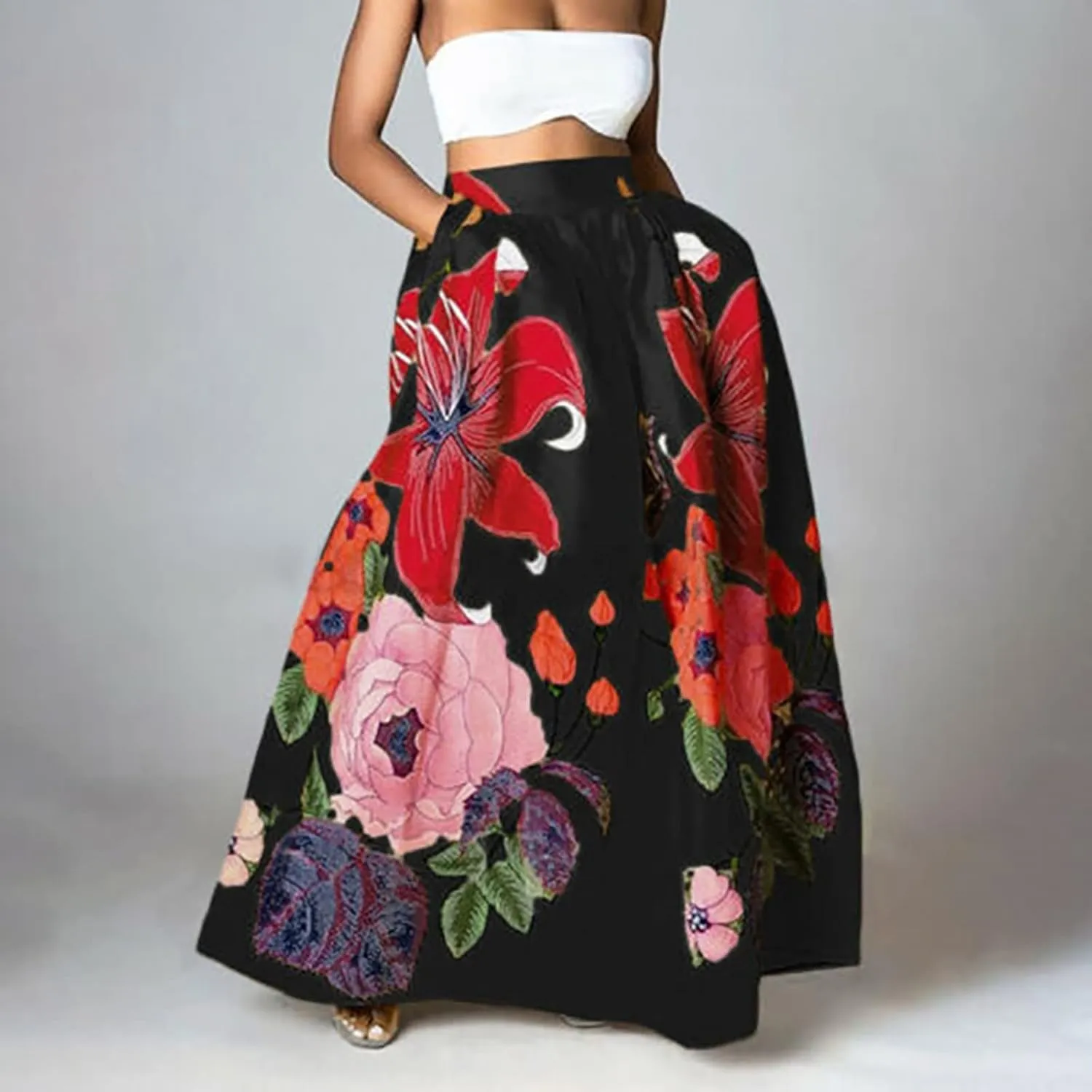 Womens Long Skirt 2025 Summer Casual Trendy Beach Western Skirts Music Festival Outfits Hippie Clothes