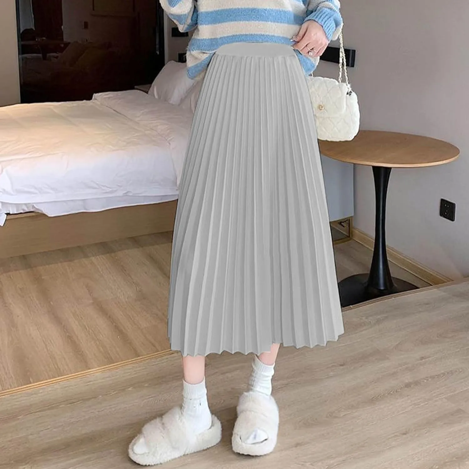 Womens Maxi Midi Satin Skirt Wedding Guest Dress Plus Size Pleated Evening Party Silk Elegant High Waist Long Skirts