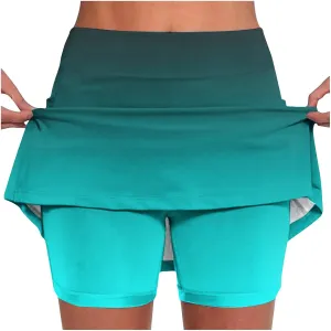 Women's Mini Tennis Skirts Golf Skorts Gradient Color High Waisted Athletic Skort Running Workout Built-in Shorts