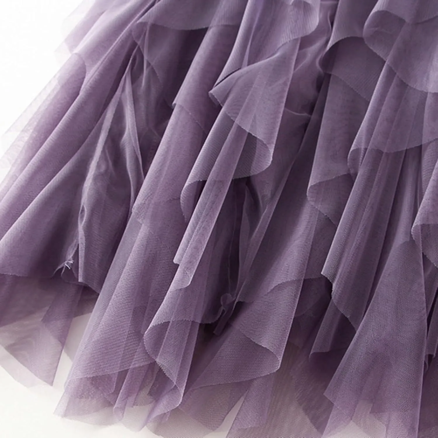 Womens Multilayer Ruffles Skirt Midi Long Fairy Skirt High Low Layered A-line Midi Skirt Irregular Tutu for Women